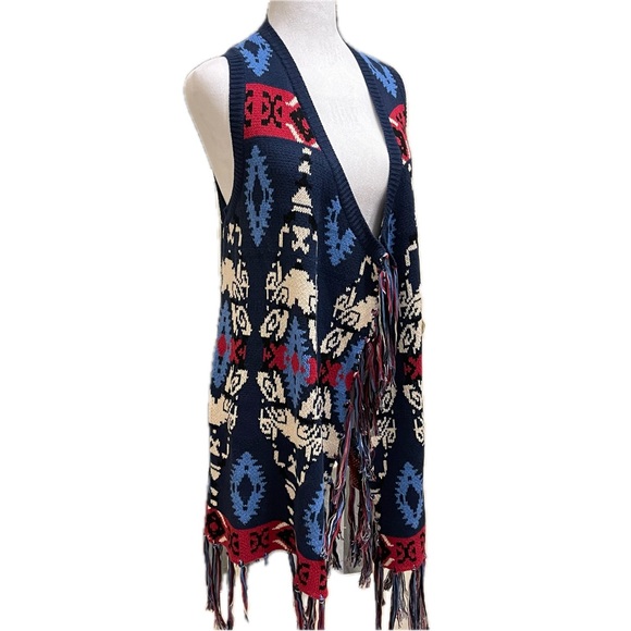 NWT Powder River Outfitters by Pandhandle Slim  Aztec Fringe Vest Size M - Picture 6 of 11